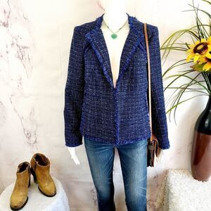 Jones Studios tweed navy blue fully lined blazer